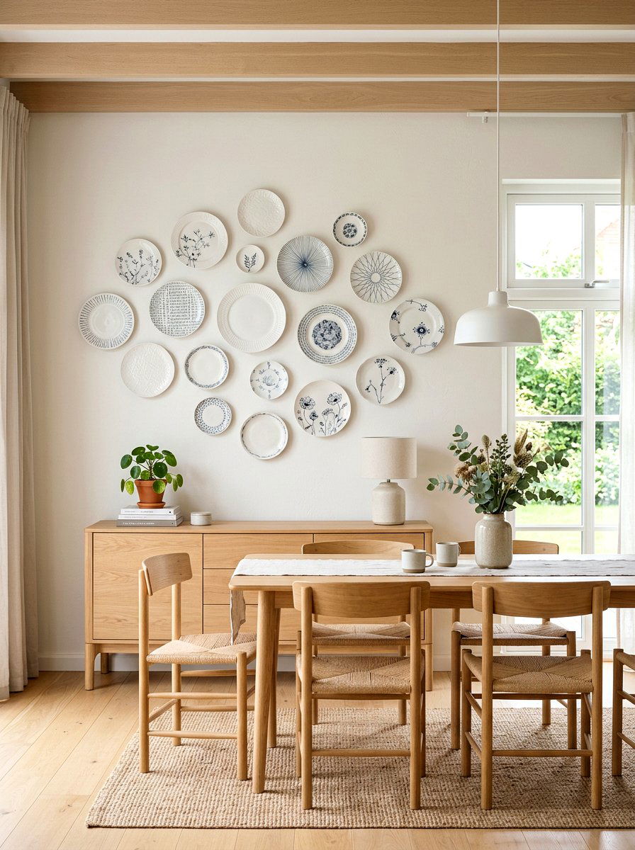 Scandi Style Plate Wall - 30 plate wall dining room ideas