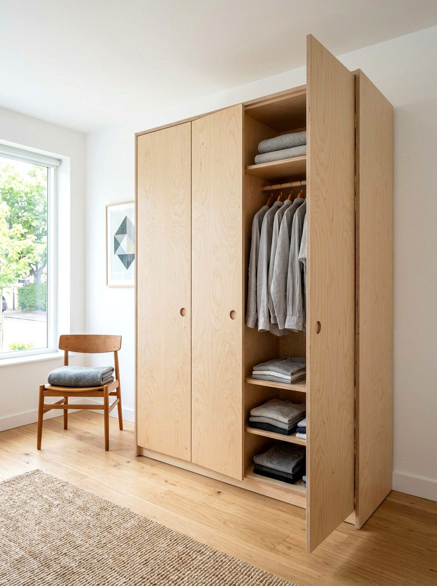 Scandi Style Plywood Wardrobe - 30 open closet aesthetic ideas
