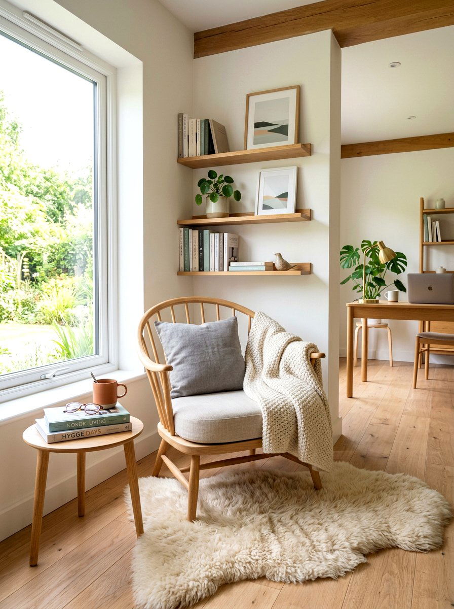 Scandi Style Reading Corner - 30 office reading corner ideas
