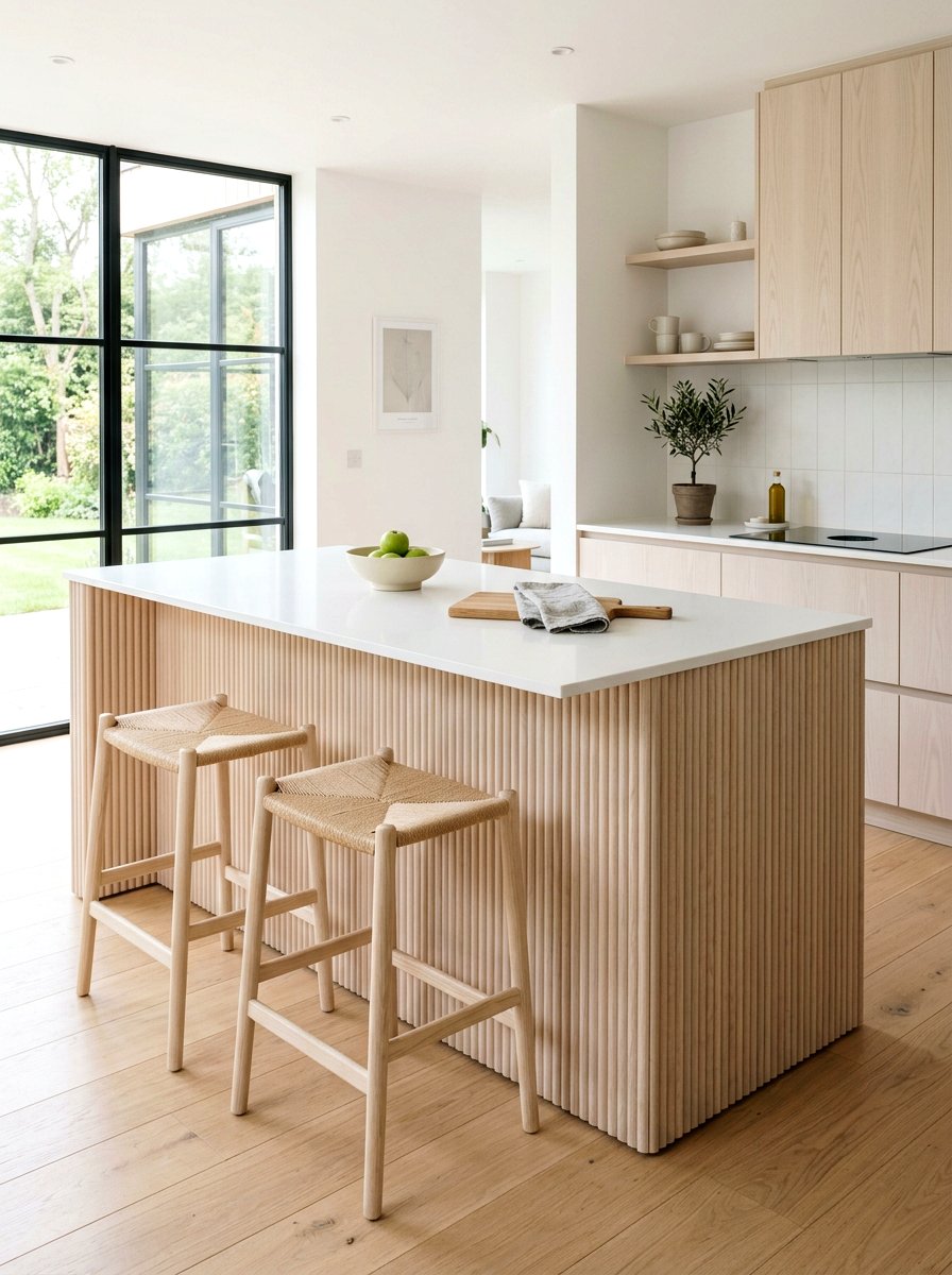 Scandi Style Reeded Kitchen Island - 30 reeded kitchen island ideas