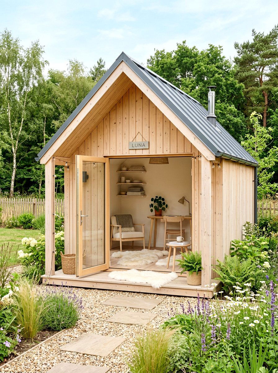 Scandi Style She Shed - 30 she shed backyard aesthetic ideas