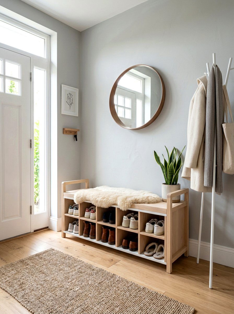 Scandi Style Shoe Storage Bench - 30 shoe cubby bench ideas