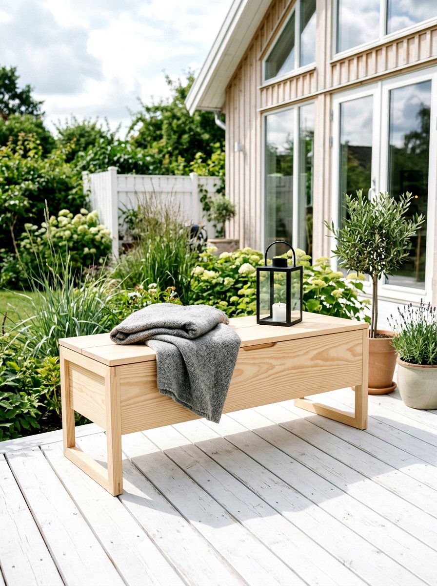 Scandi Style Storage Bench - 30 outdoor storage bench ideas