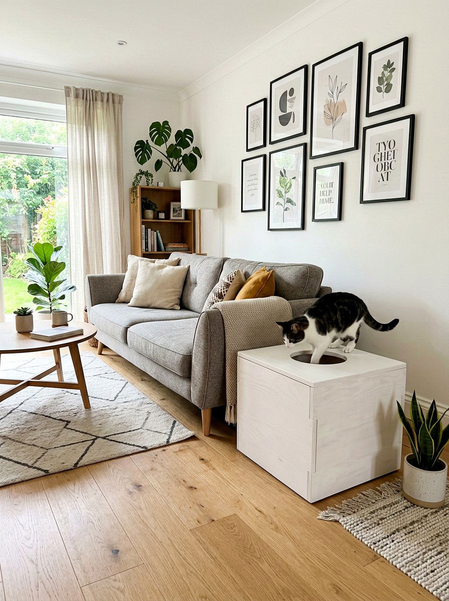 Scandi Style White Plywood Box - 30 hidden litter area ideas aesthetic