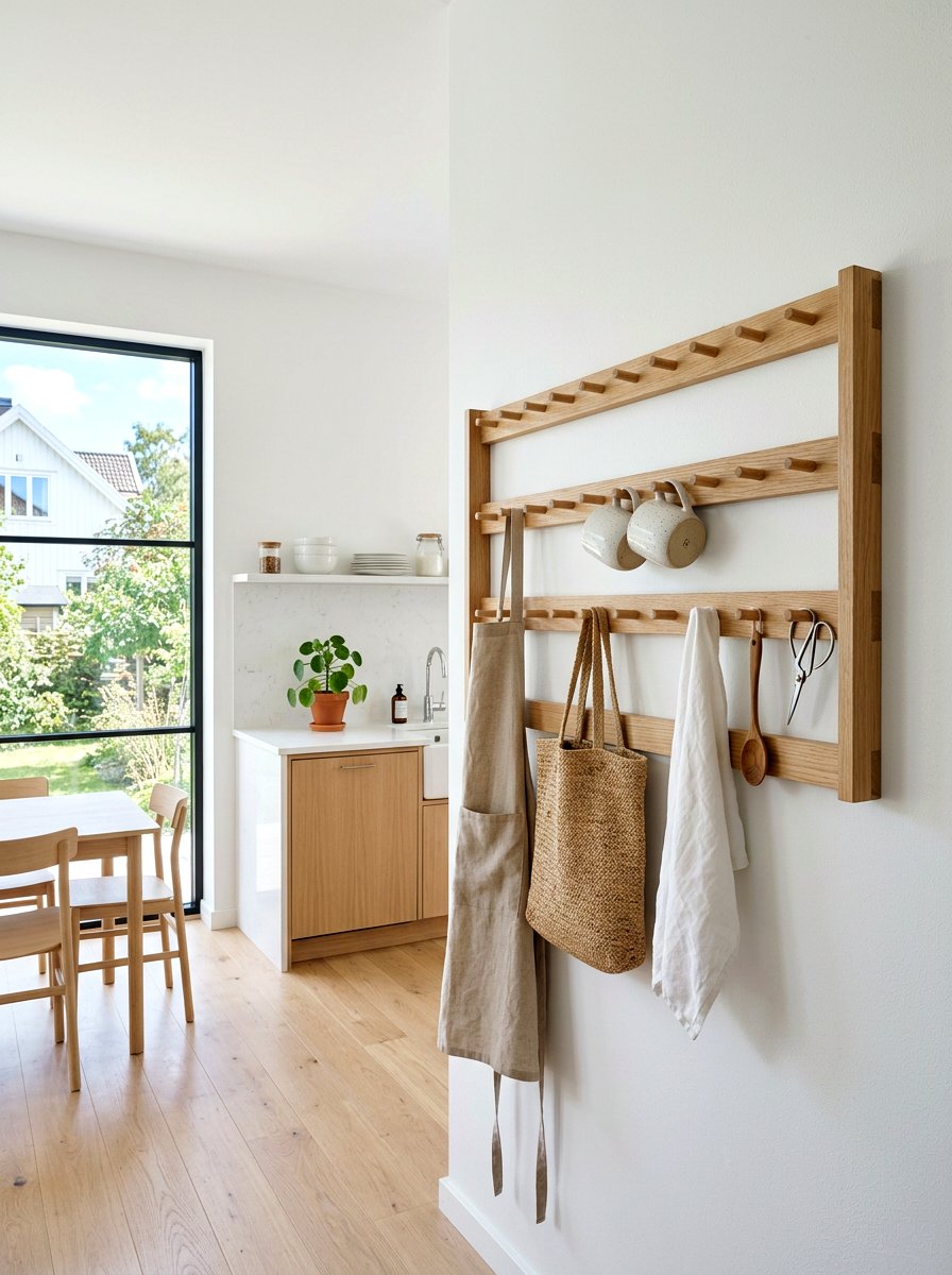 Scandi Style Wood Rack - 30 hanging pot rack ideas
