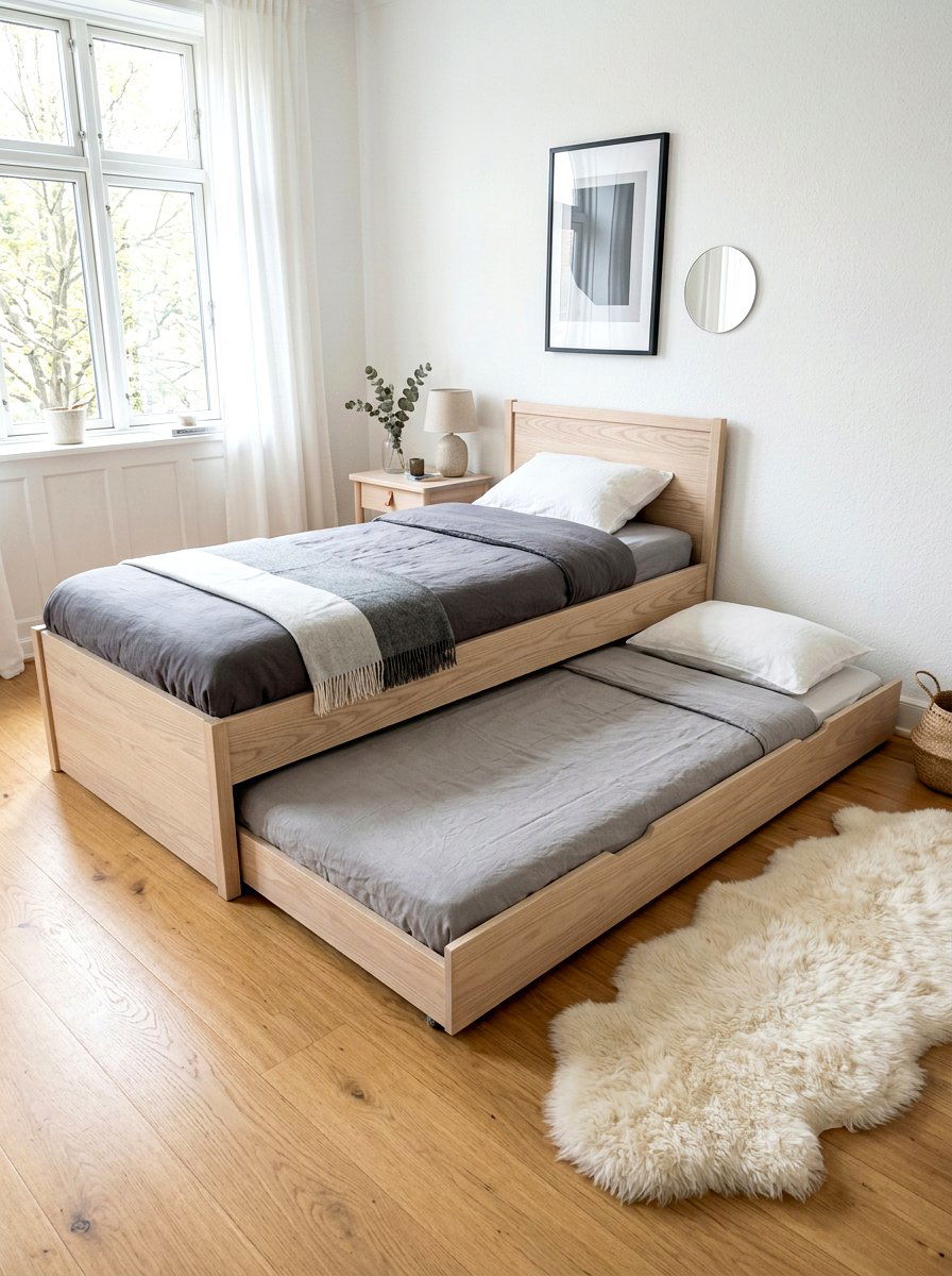 Scandi Style Wood Trundle Bed - 30 trundle bed ideas