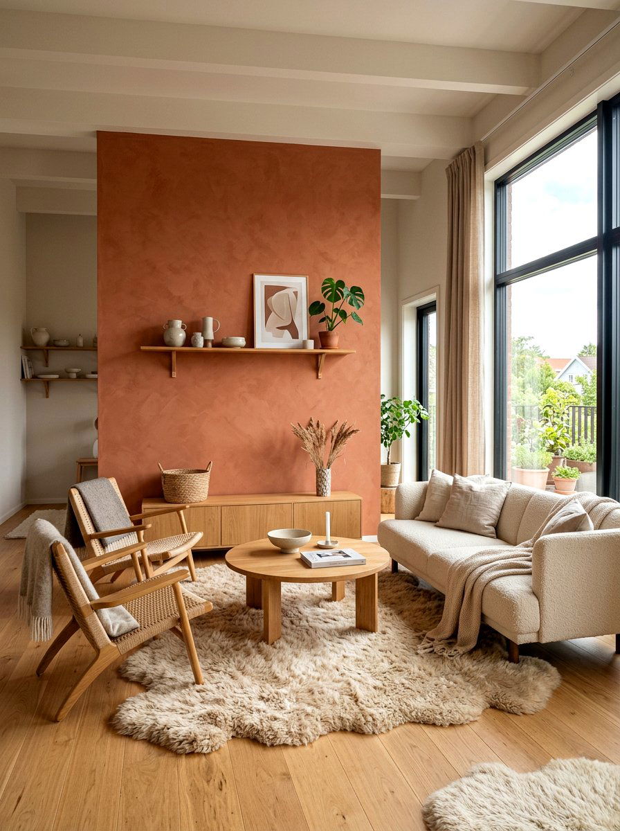 Scandi Terracotta Living Room - 30 terracotta washed living room ideas