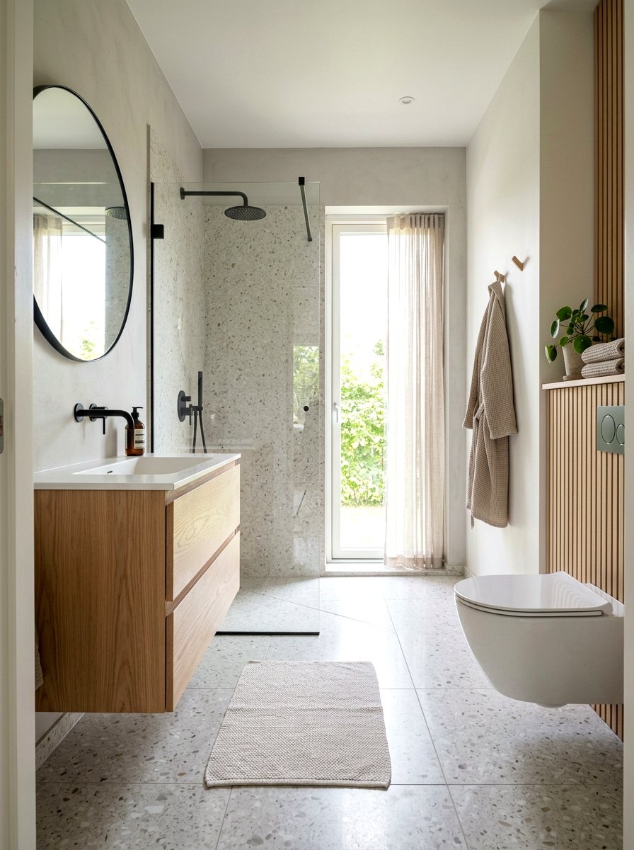 Scandi Terrazzo Aesthetic - 30 terrazzo bathroom ideas
