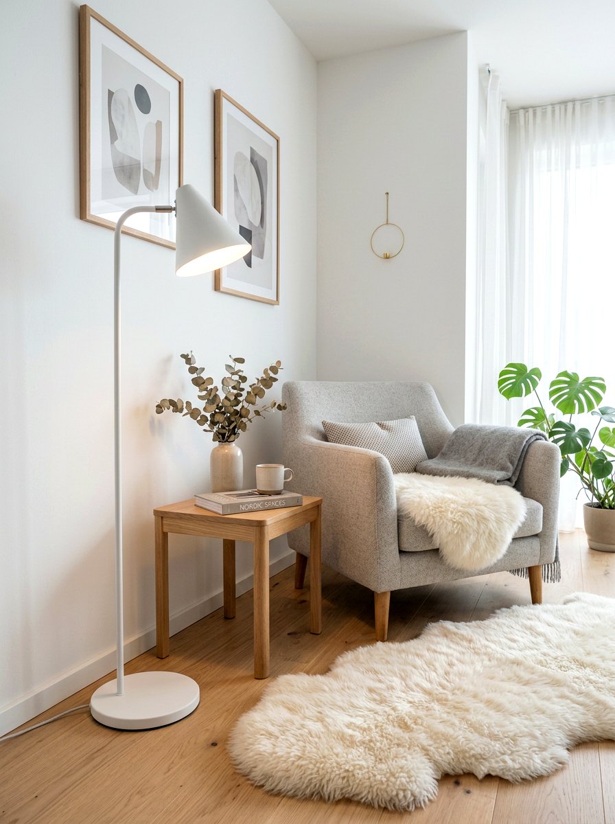 Scandi White Metal Lamp - 30 reading lamp corner ideas
