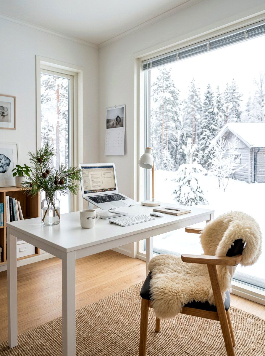 Scandi Winter Office - 30 neutral holiday decor ideas
