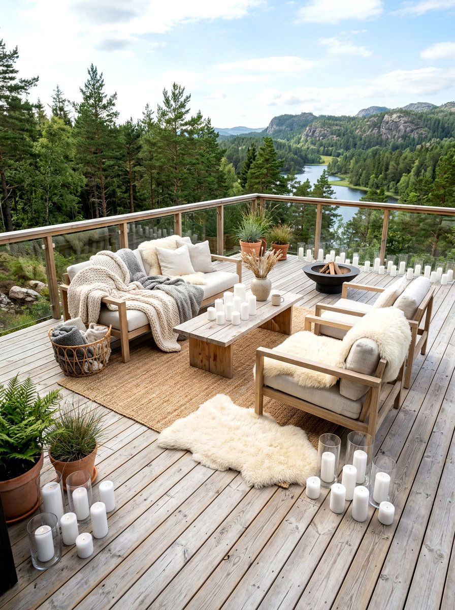 Scandi Wooden Deck - 30 backyard candlelight dinner ideas