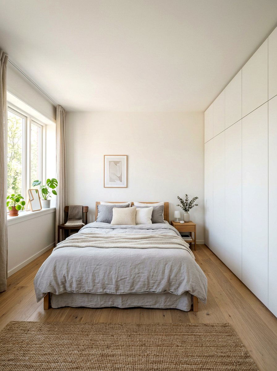 Scandi bedroom built in storage - 30 Scandinavian bedroom ideas