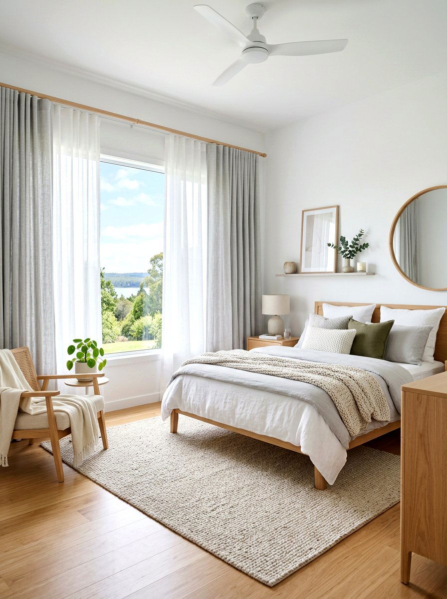 Scandi bedroom curtains - 30 bedroom curtain layering ideas aesthetic