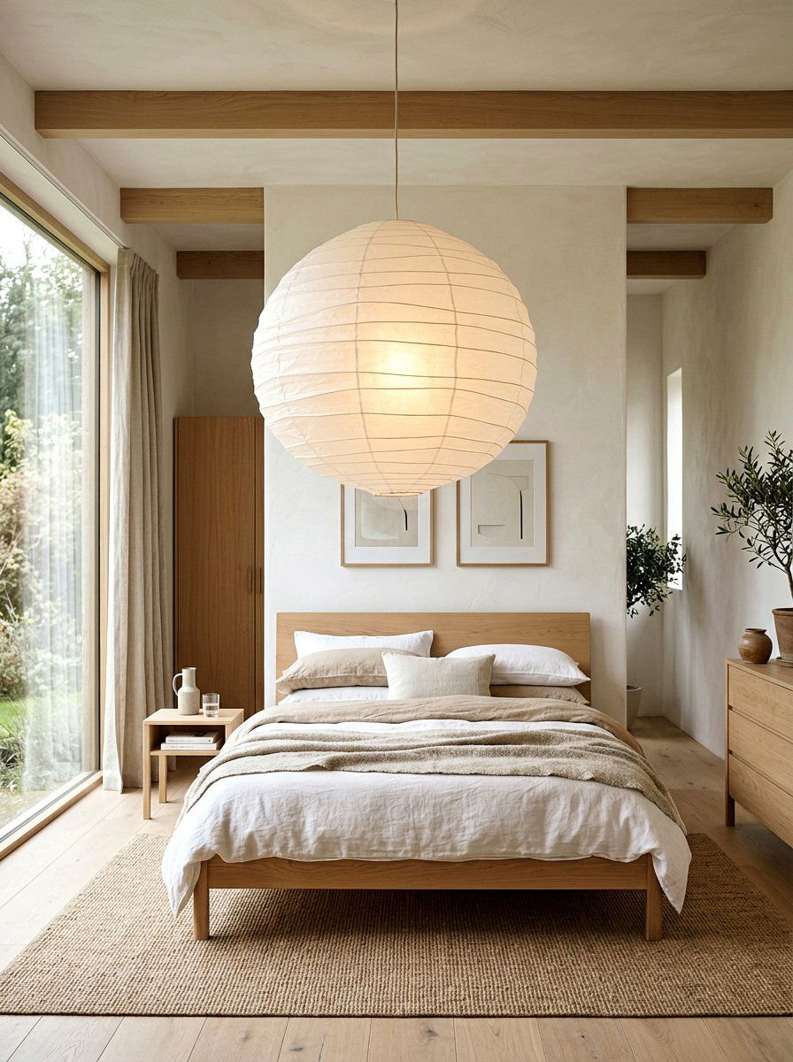 Scandi bedroom statement lighting - 30 Scandinavian bedroom ideas