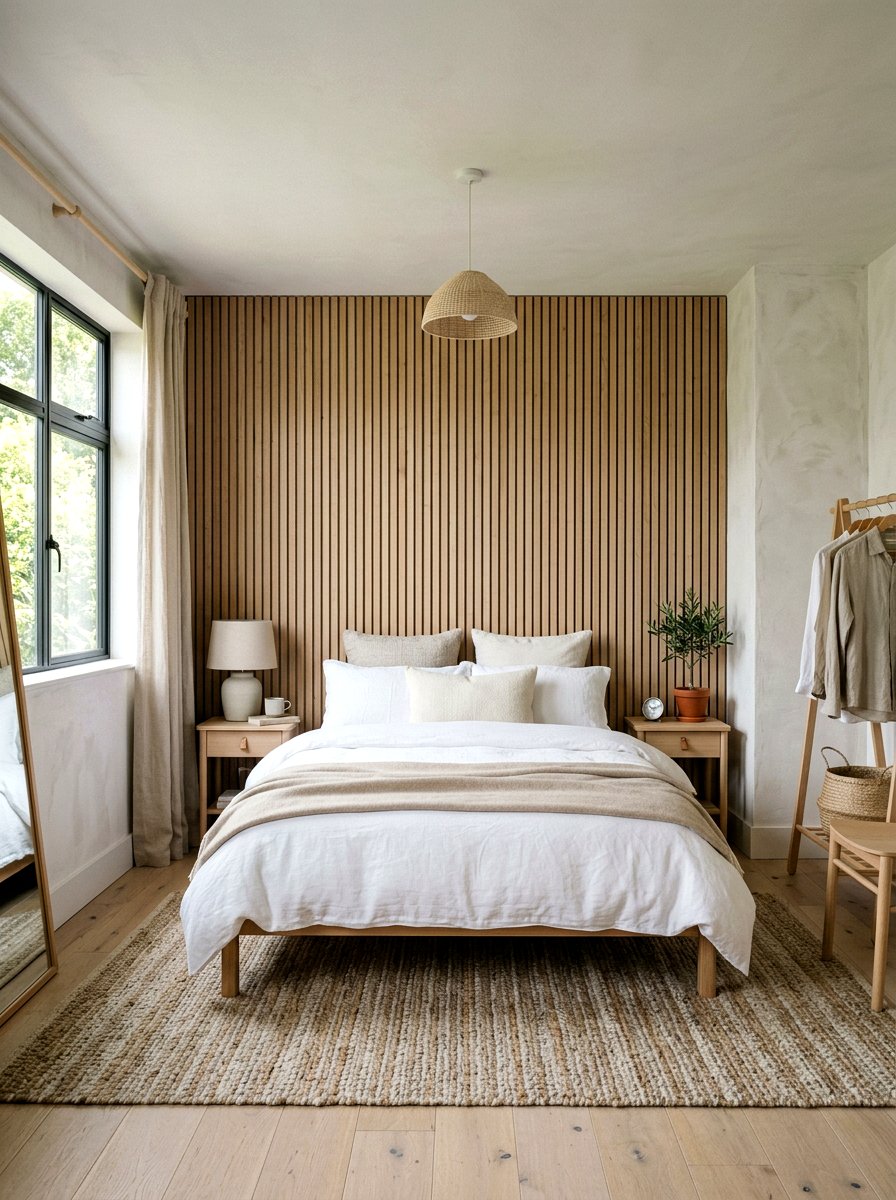 Scandi bedroom textured walls - 30 Scandinavian bedroom ideas