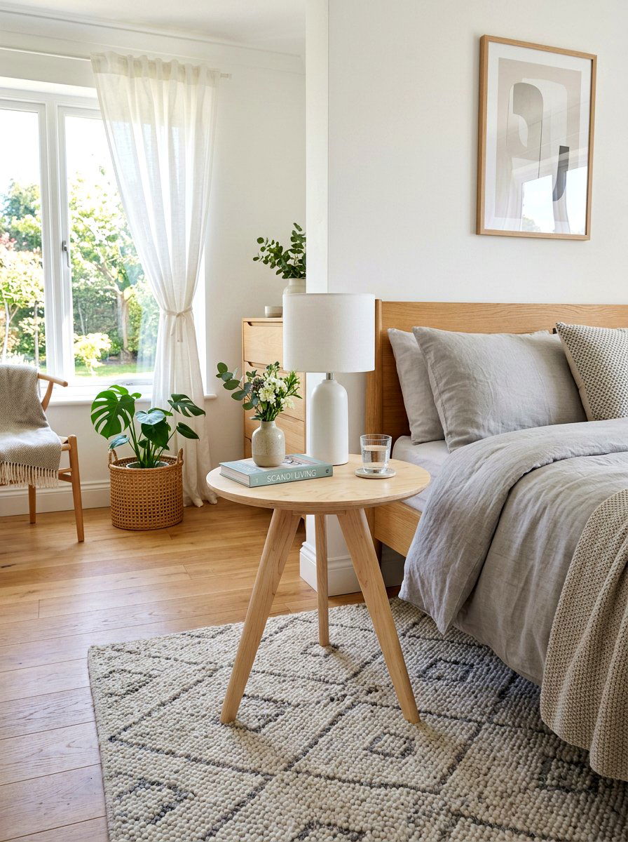 Scandi birch side table - 30 guest room nightstand ideas