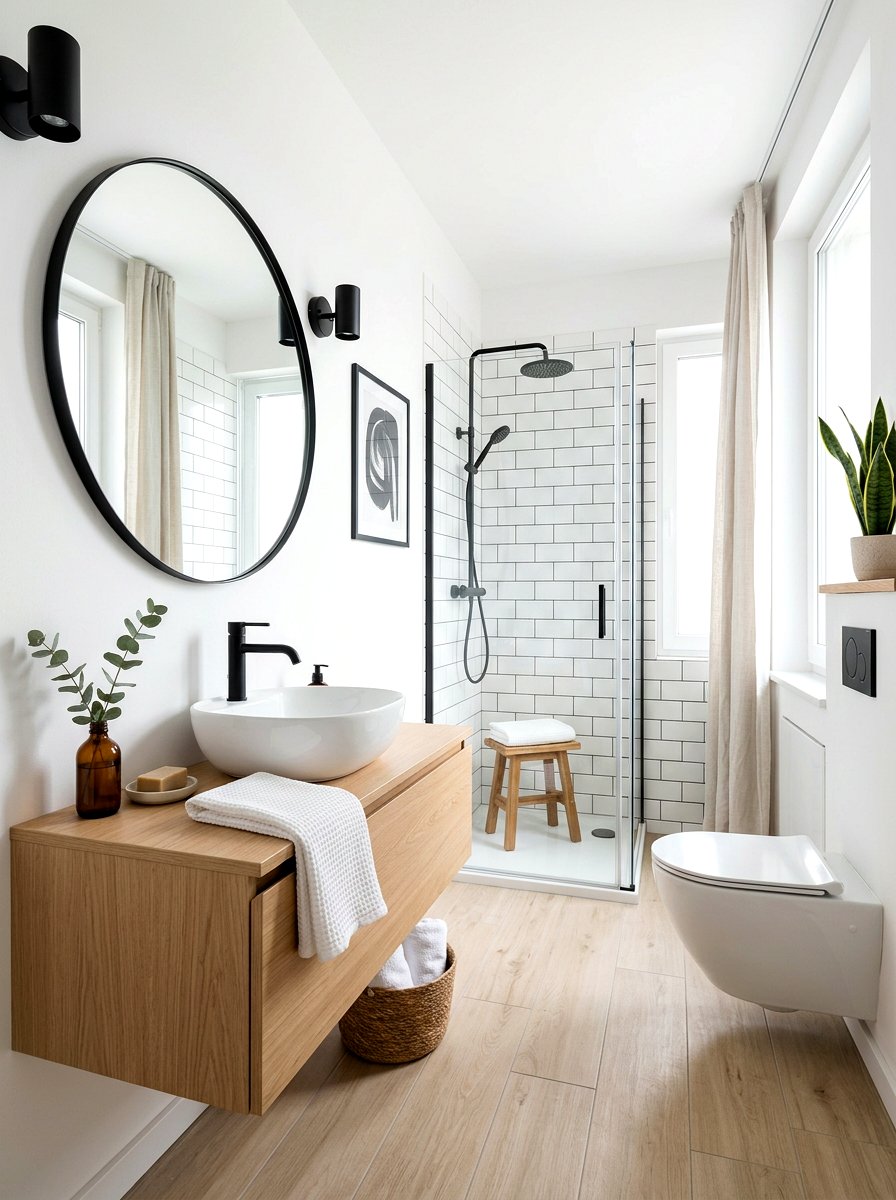 Scandi black and white bathroom - 30 black and white bathroom ideas
