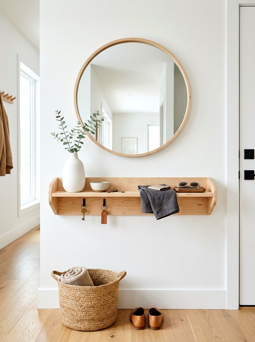 Scandi entry shelf - 30 drop zone shelf ideas