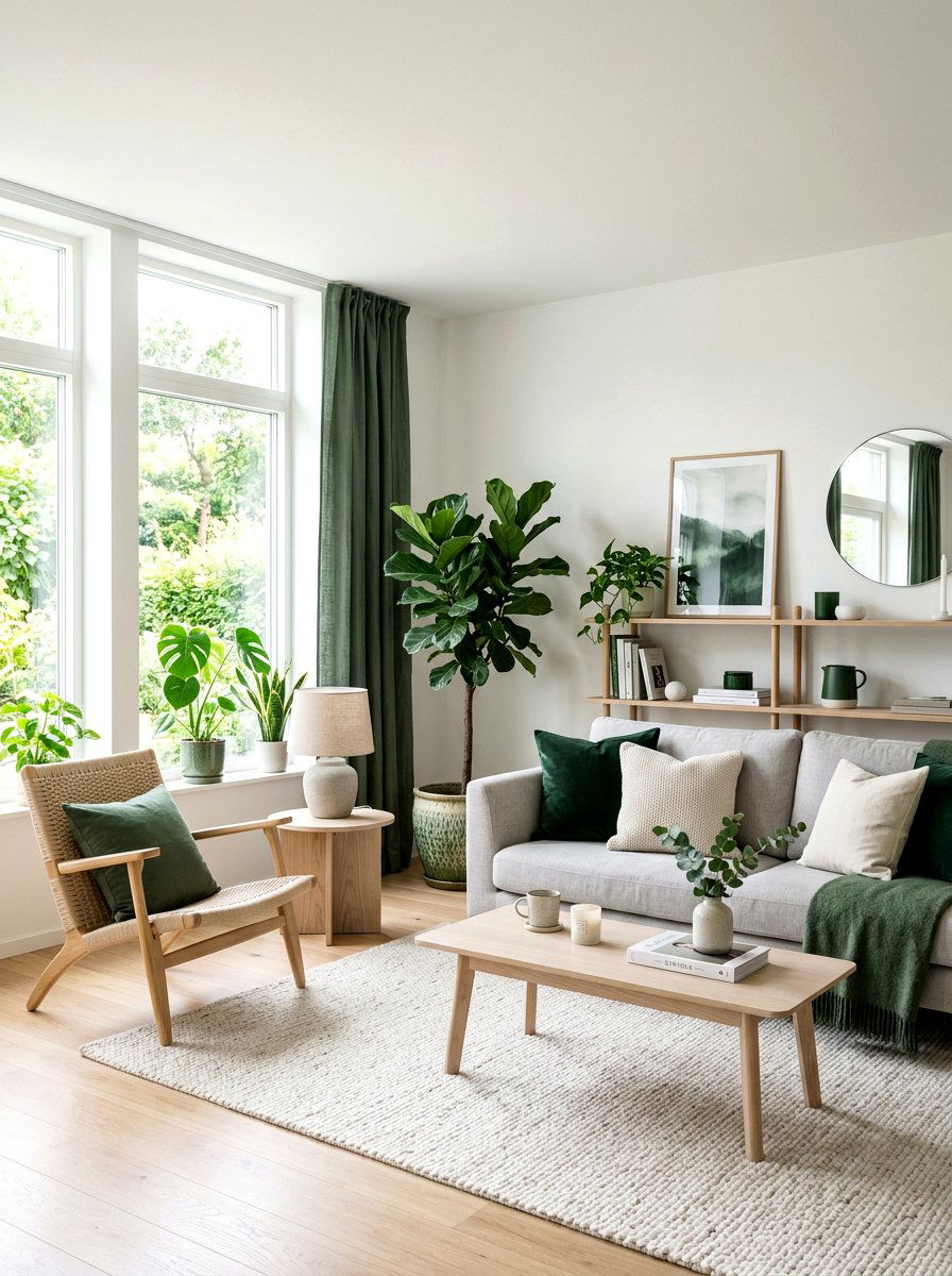 Scandi green living room - 30 green living room ideas