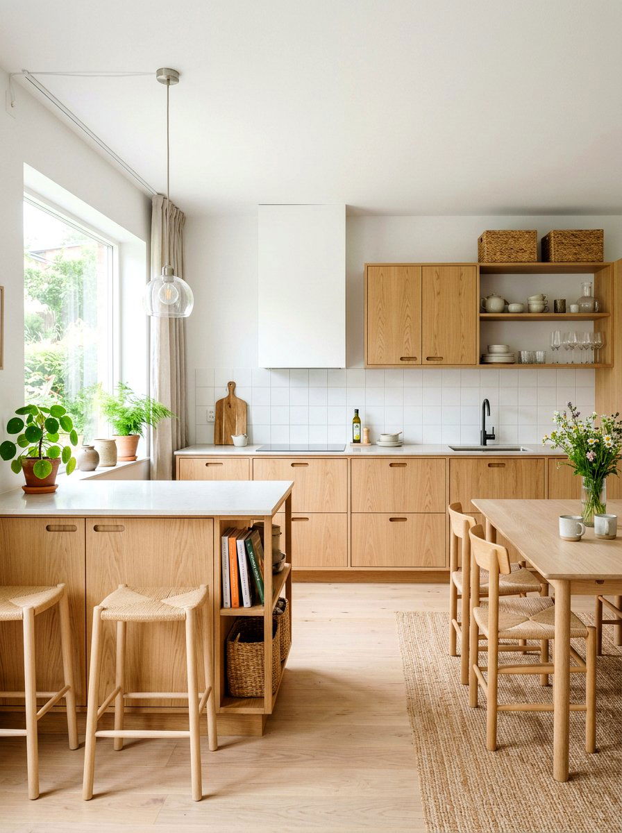 Scandi oak kitchen cabinets - 30 oak kitchen cabinet ideas