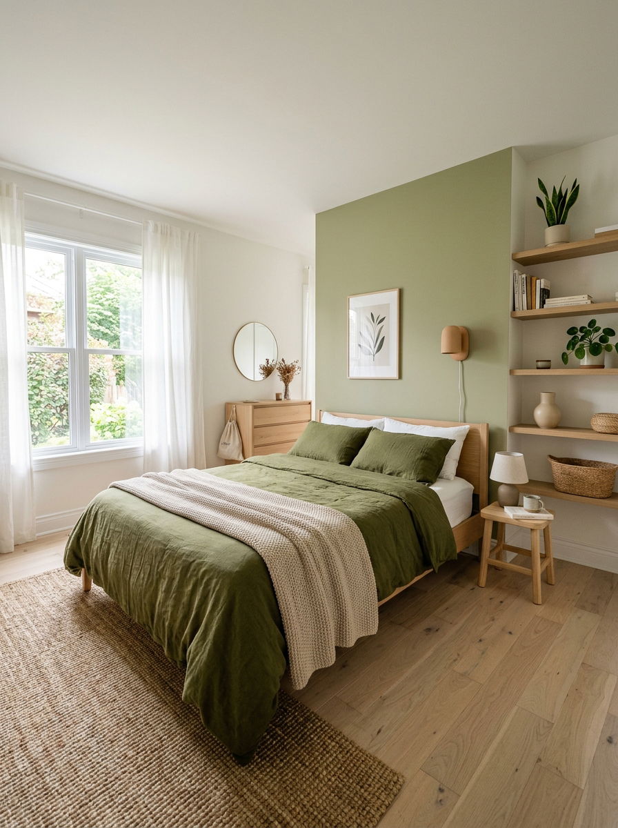 Scandi olive green bedroom - 30 olive green bedroom ideas