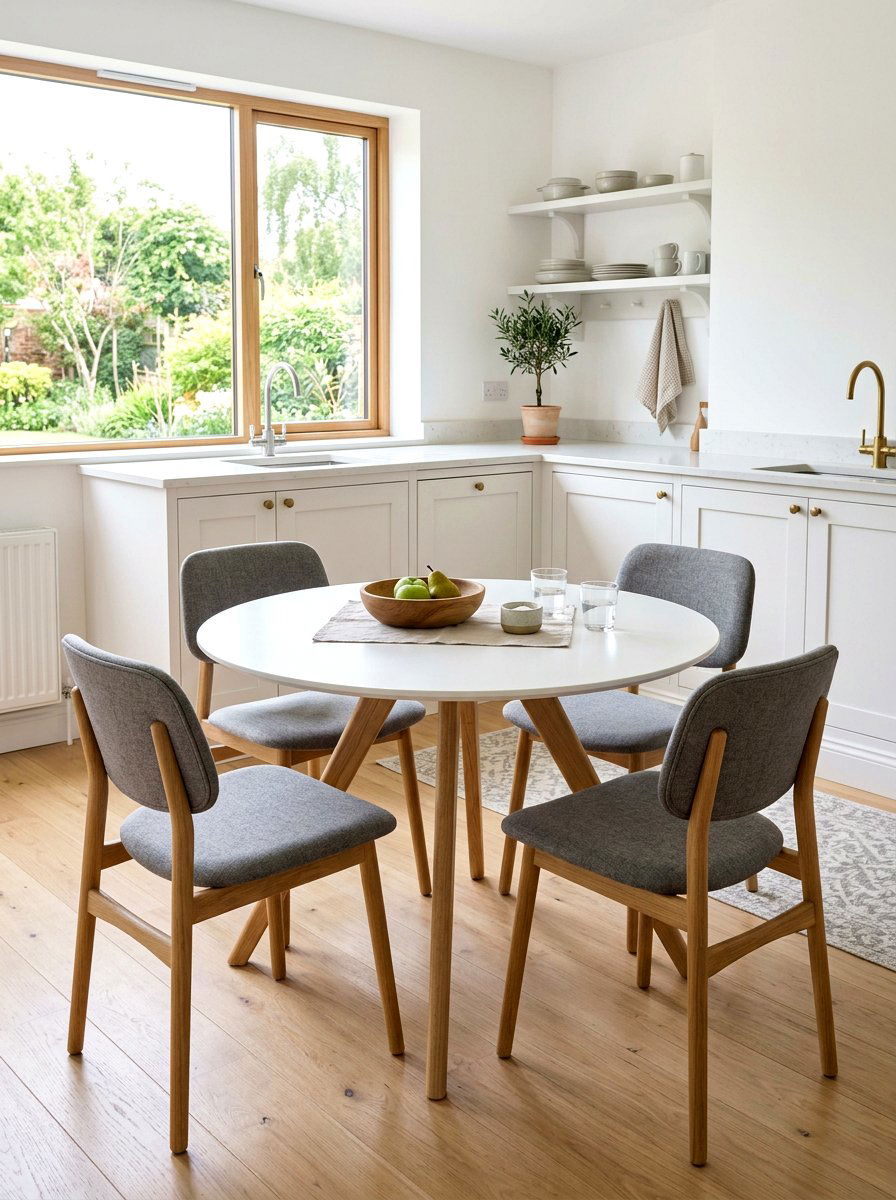 Scandi round white table - 30 round dining table ideas