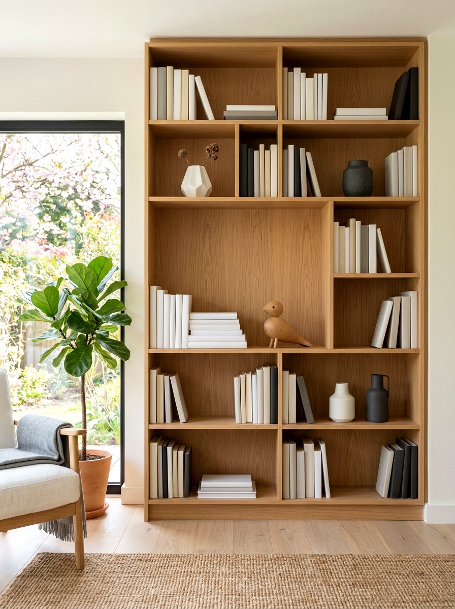 Scandi spring bookshelf - 30 bookshelf spring styling ideas