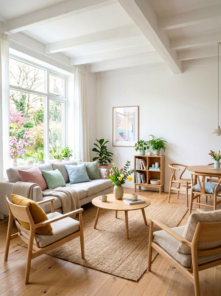 Scandi spring interior - 30 soft spring living room ideas