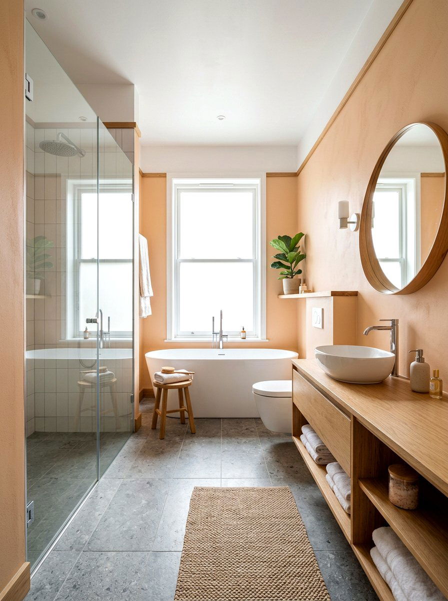 Scandi style apricot bathroom - 30 apricot bathroom ideas