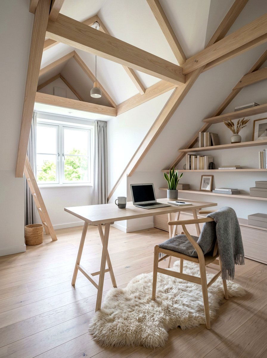 Scandi style attic office - 30 attic office ideas