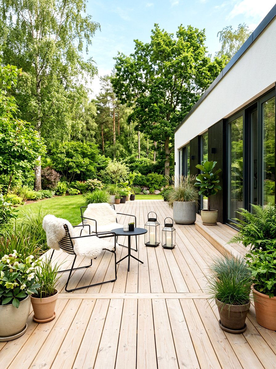 Scandi style backyard deck - 30 neutral backyard styling ideas
