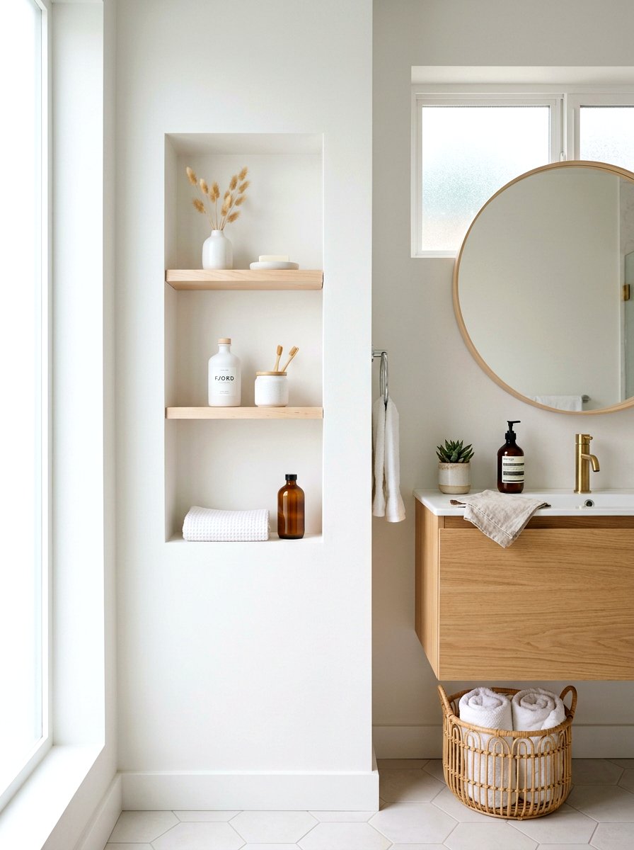 Scandi style bathroom niche - 30 recessed medicine niche ideas