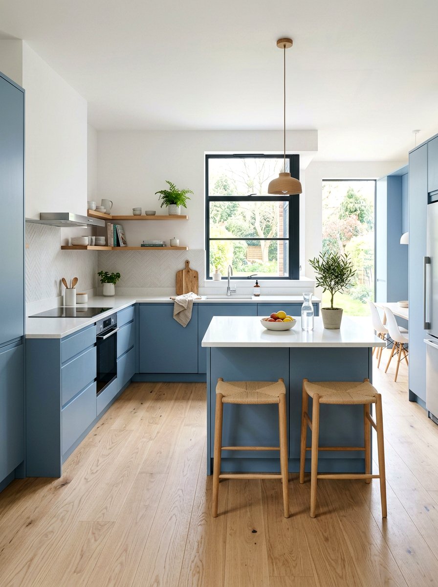 Scandi style blue kitchen - 30 denim blue kitchen ideas