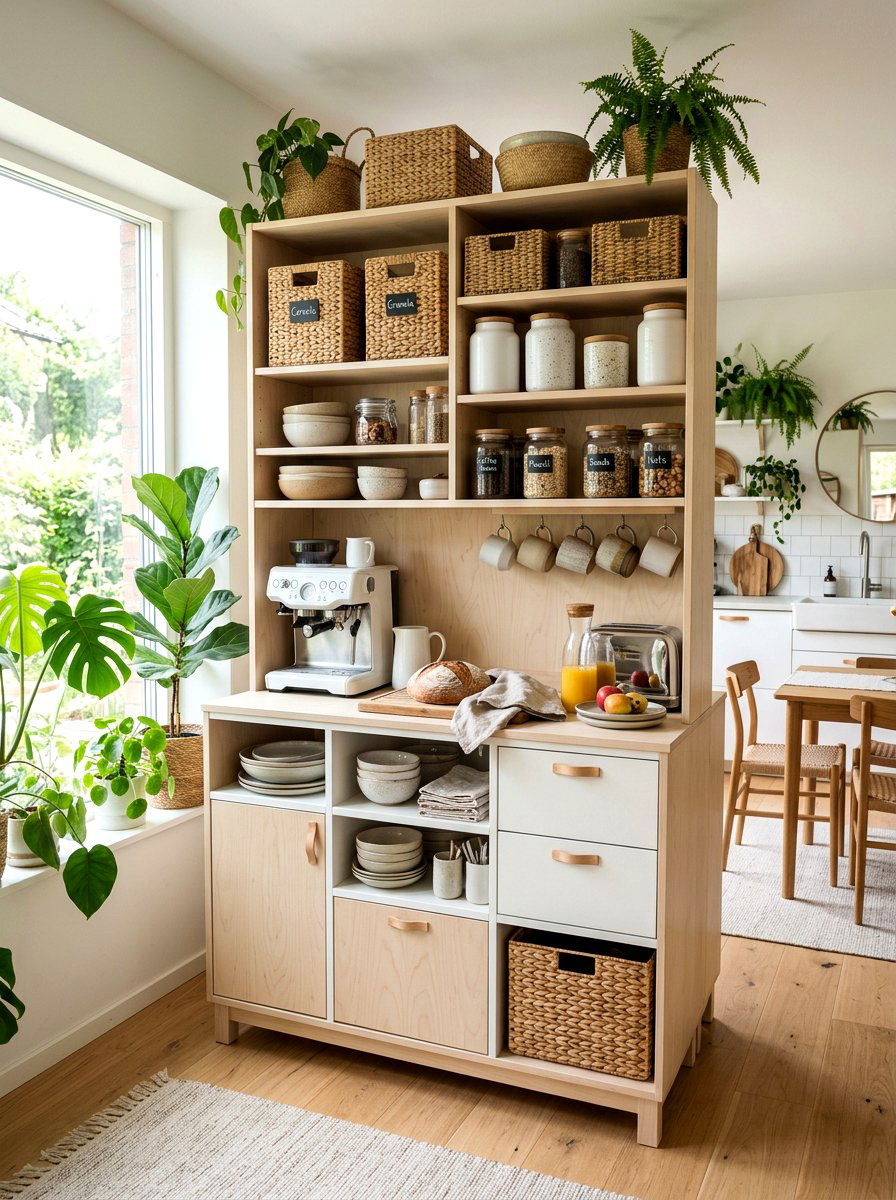 Scandi style breakfast station cabinet - 30 breakfast station cabinet ideas