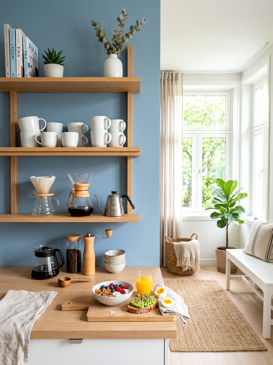 Scandi style coffee corner - 30 breakfast station ideas
