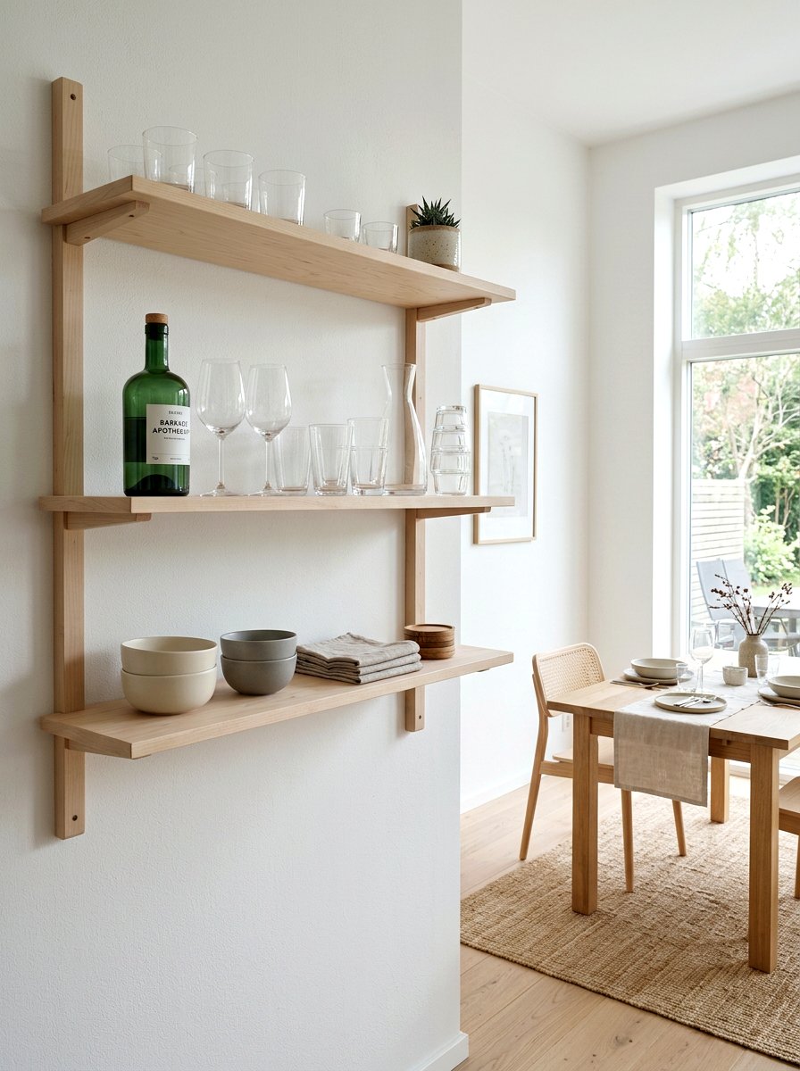 Scandi style glassware shelf - 30 glassware display ideas