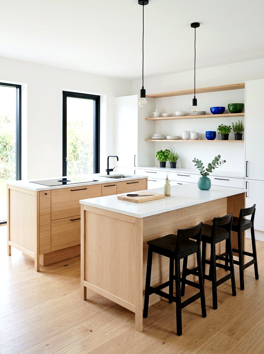 Scandi style kitchen islands - 30 double island kitchen ideas