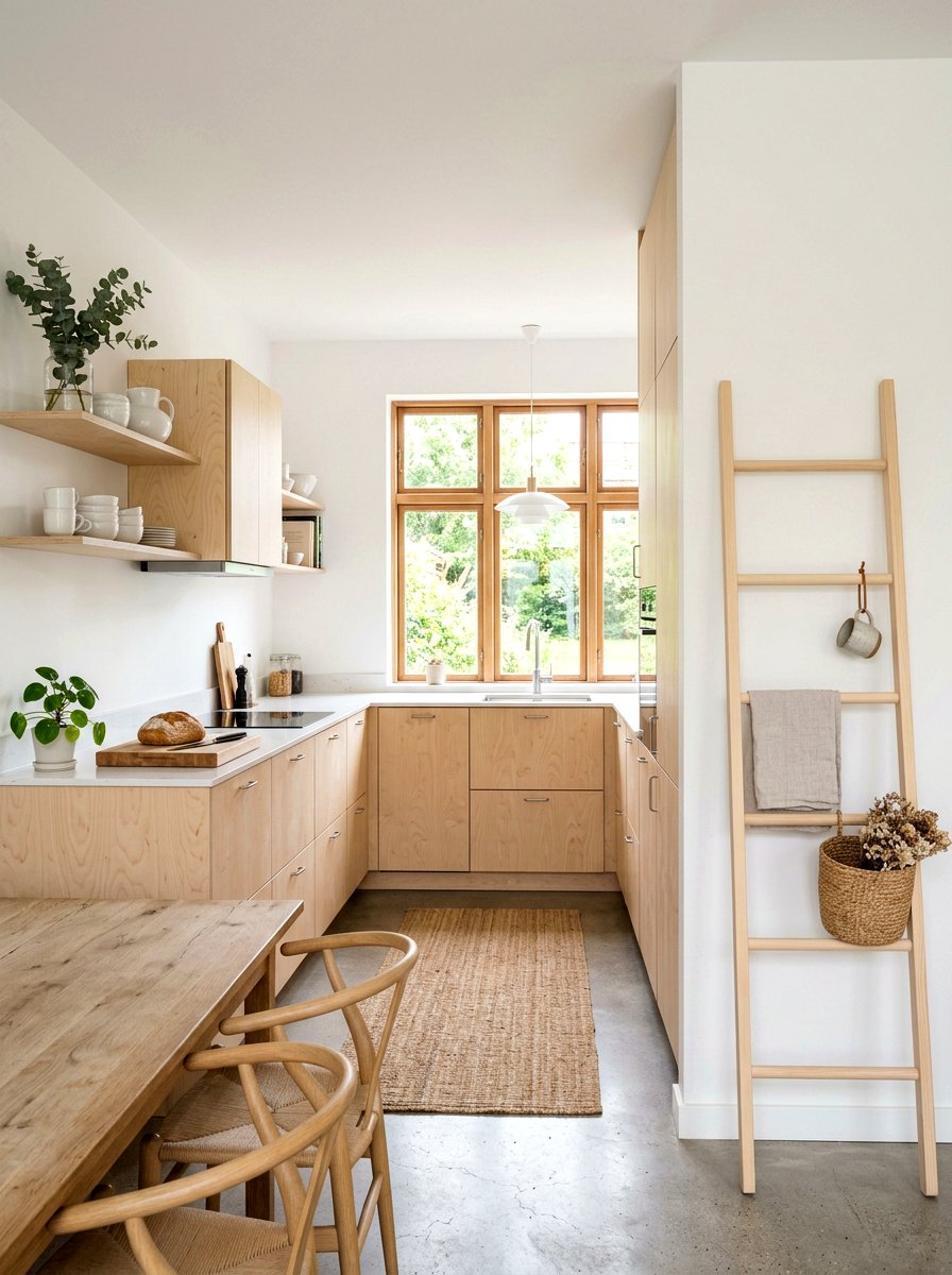 Scandi style kitchen ladder - 30 library ladder kitchen ideas