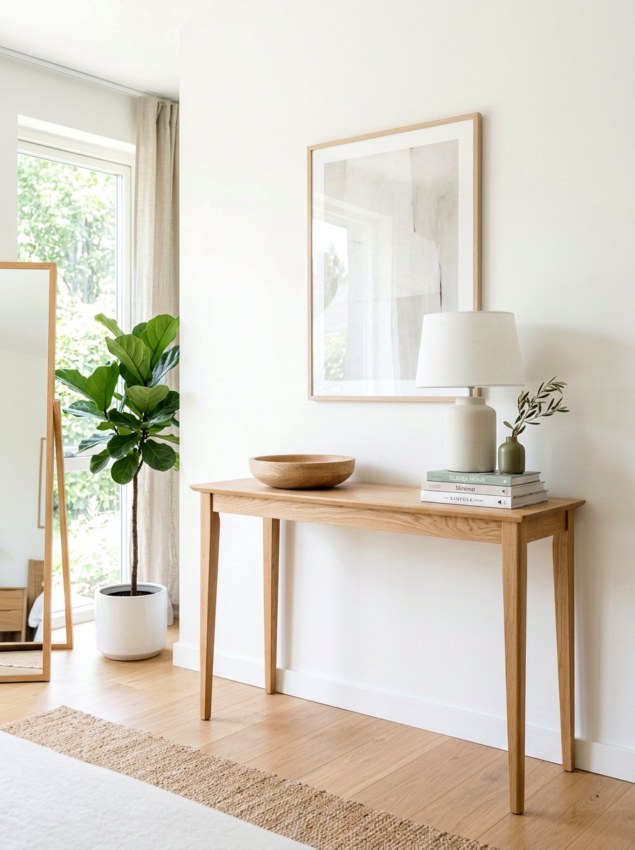 Scandi style light wood - 30 foyer console styling ideas