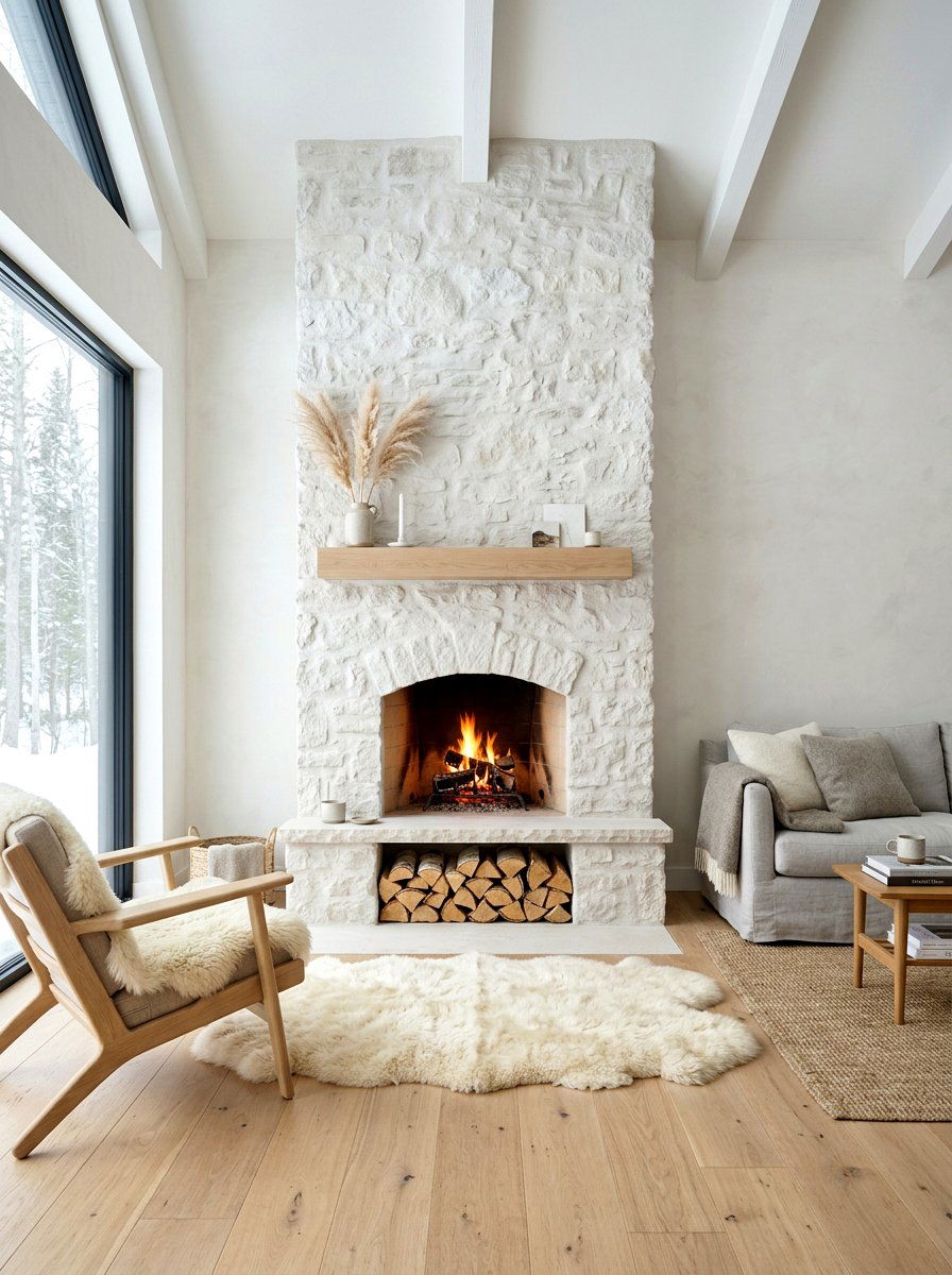 Scandi style limewash fireplace - 30 limewash fireplace ideas