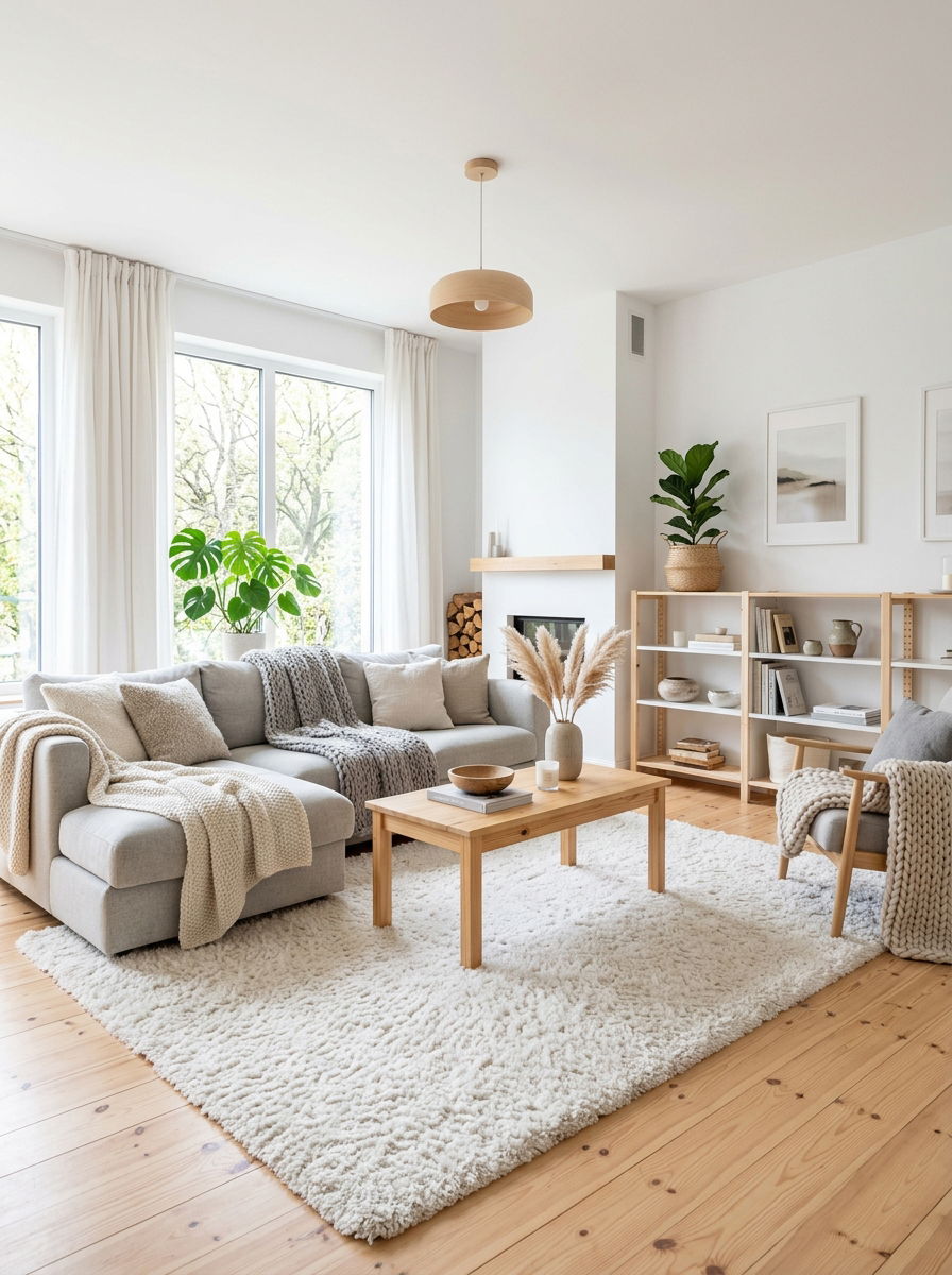 Scandi style living room setup - 30 no fireplace living room ideas