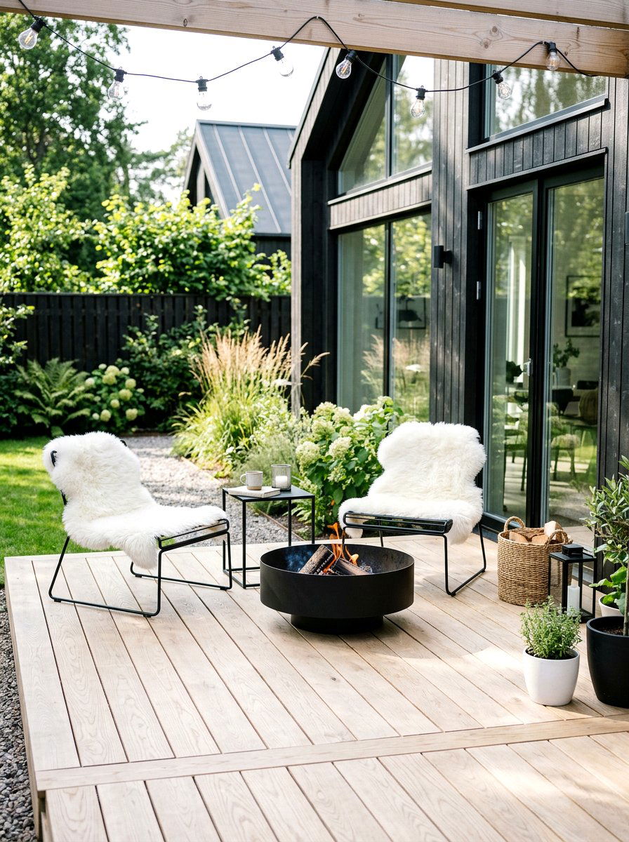 Scandi style monochrome backyard - 30 black and white patio ideas