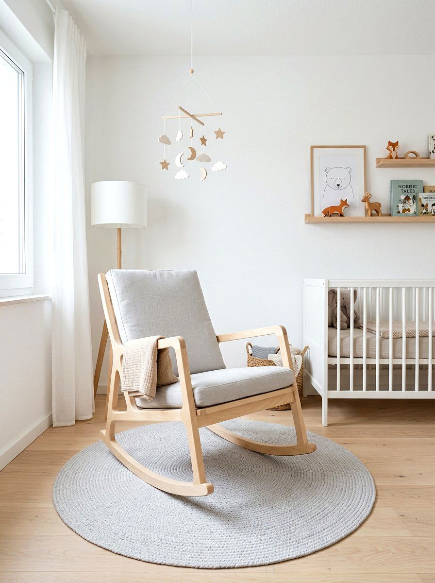 Scandi style nursery rocking chair - 30 nursery rocking chair corner ideas