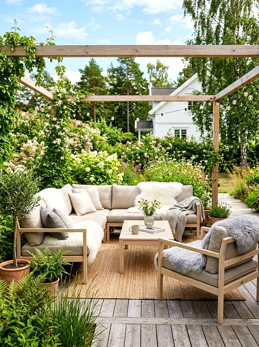Scandi style outdoor lounge - 30 California casual patio lounge ideas