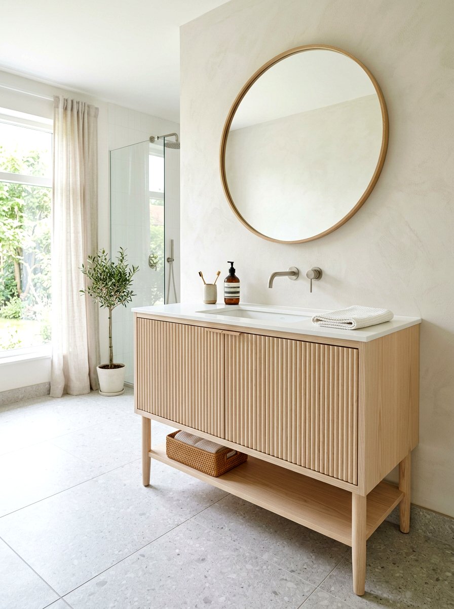 Scandi style reeded vanity - 30 reeded vanity bathroom ideas