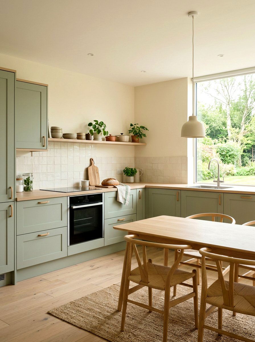 Scandi style sage and cream kitchen - 30 cream and sage kitchen ideas