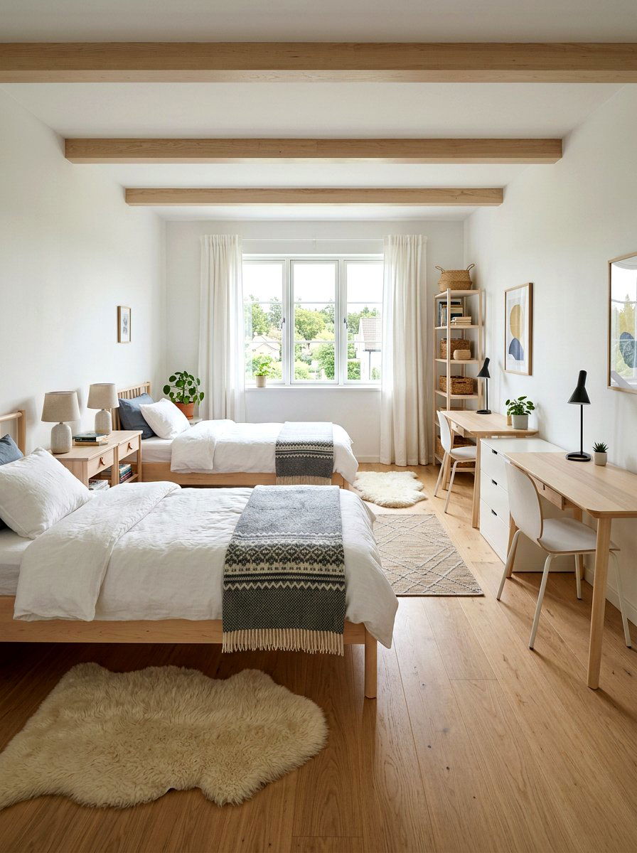 Scandi style shared room - 30 shared kids room ideas