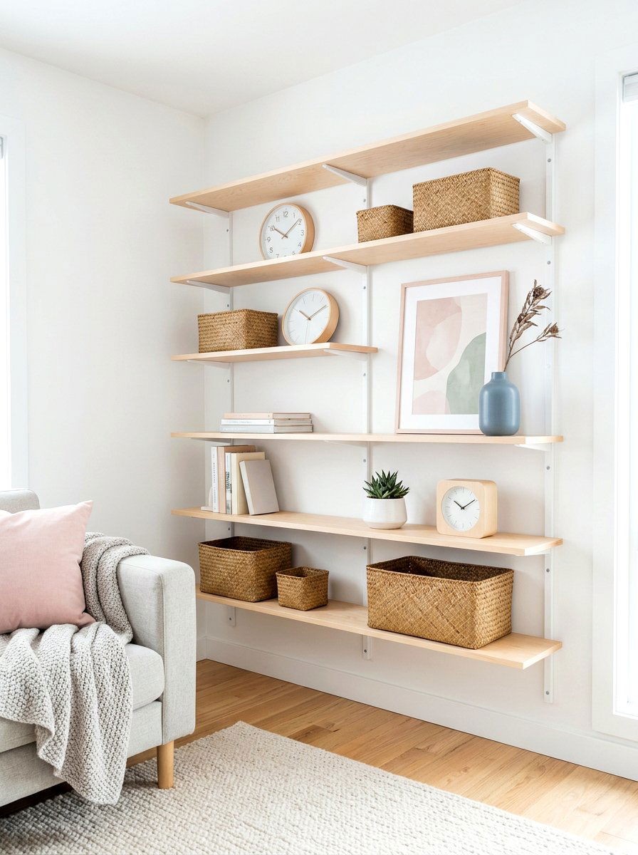Scandi style shelving - 30 office shelving styling ideas