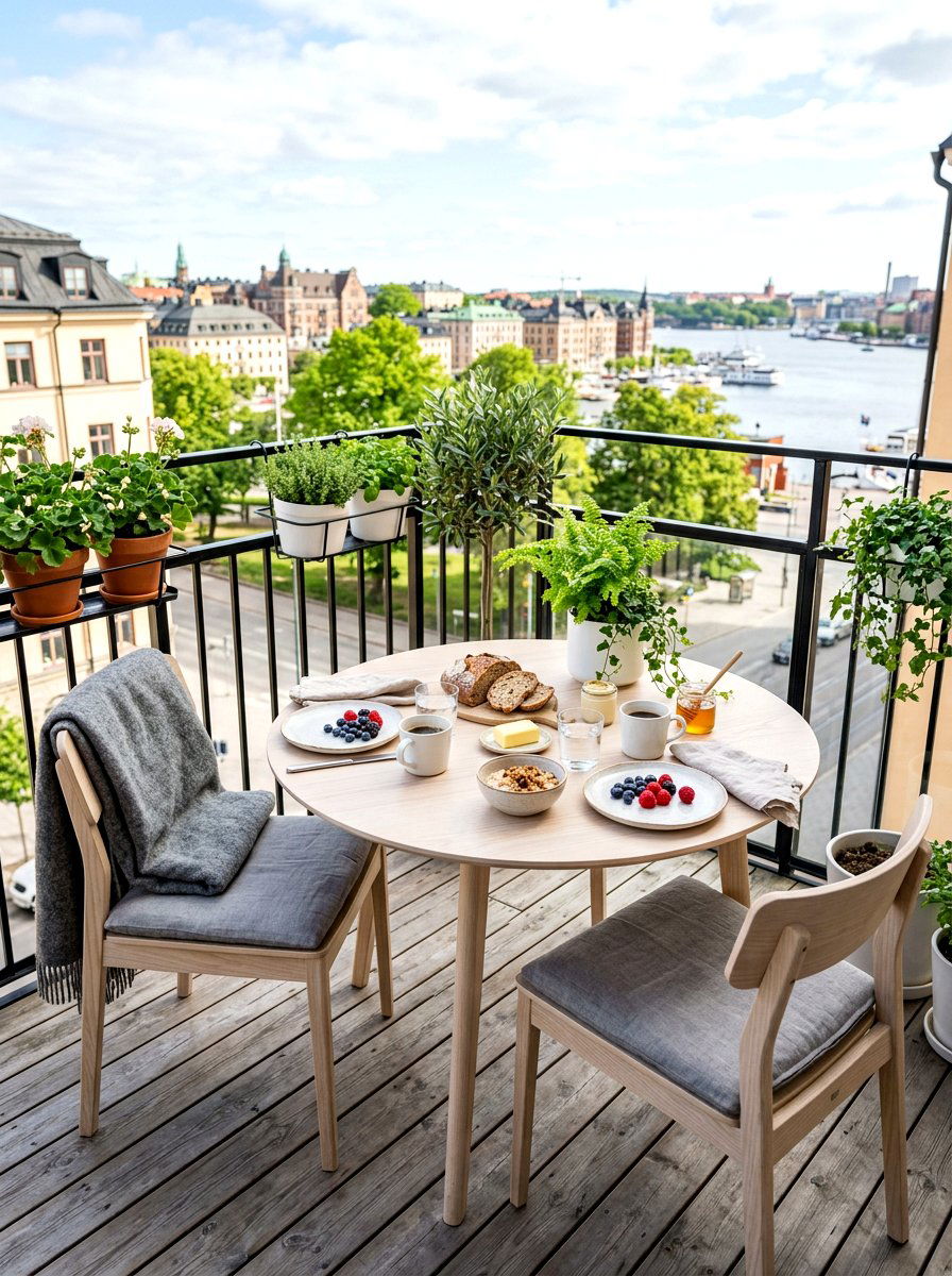Scandinavian Balcony Breakfast Table - 30 balcony breakfast table ideas
