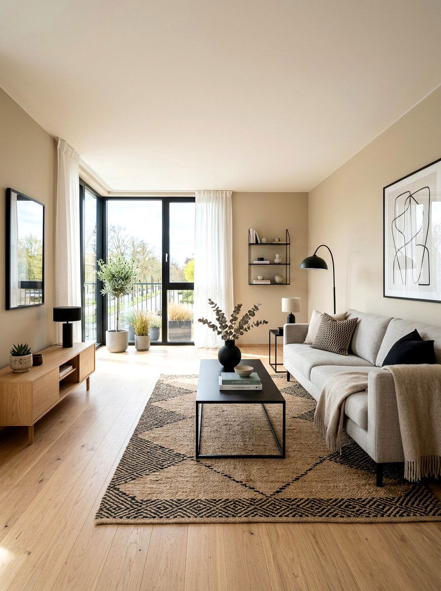 Scandinavian Black And Beige Living Room - 30 black and beige living room ideas
